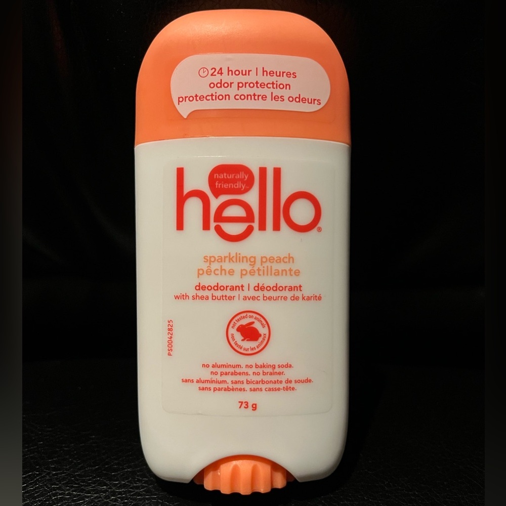 Hello Sparkling Peach Natural Deodorant with Shea Butter, Aluminum Free, 73g